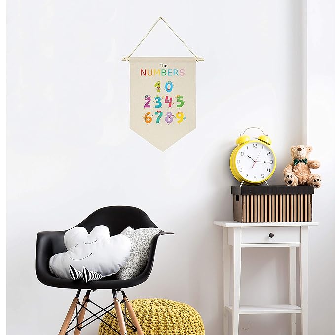 the Numbers Education - Christmas Gifts for Baby Kids Girl Nursery Room Front Door - Canvas Hanging Flag Banner Wall Sign Decor - Preschool Education- Baby Shower,Birthday,New Year Gifts for Baby Kids
