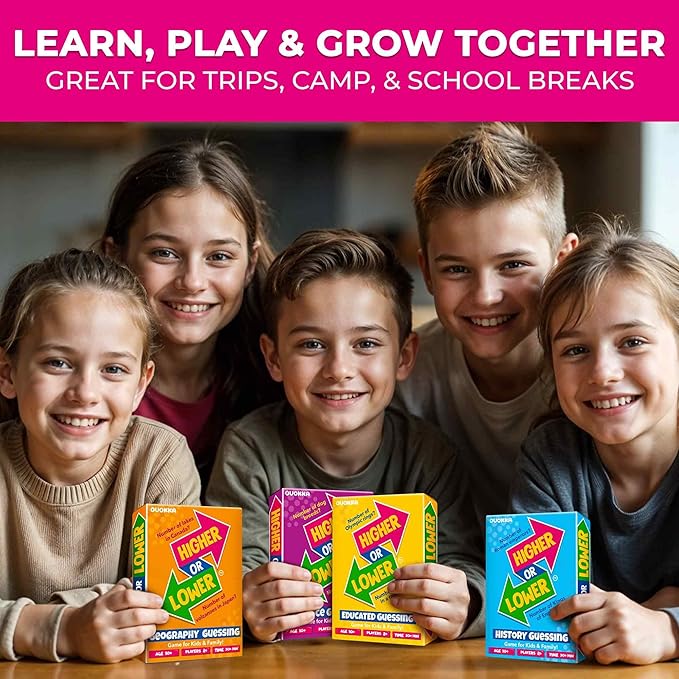 QUOKKA History Board Game for Kids 10-14 Year Olds - Family Card Game for Kids and Adults - Higher or Lower | Guess Fun Questions | Easy to Learn | 2 + Players - Challenge Game for Family Night
