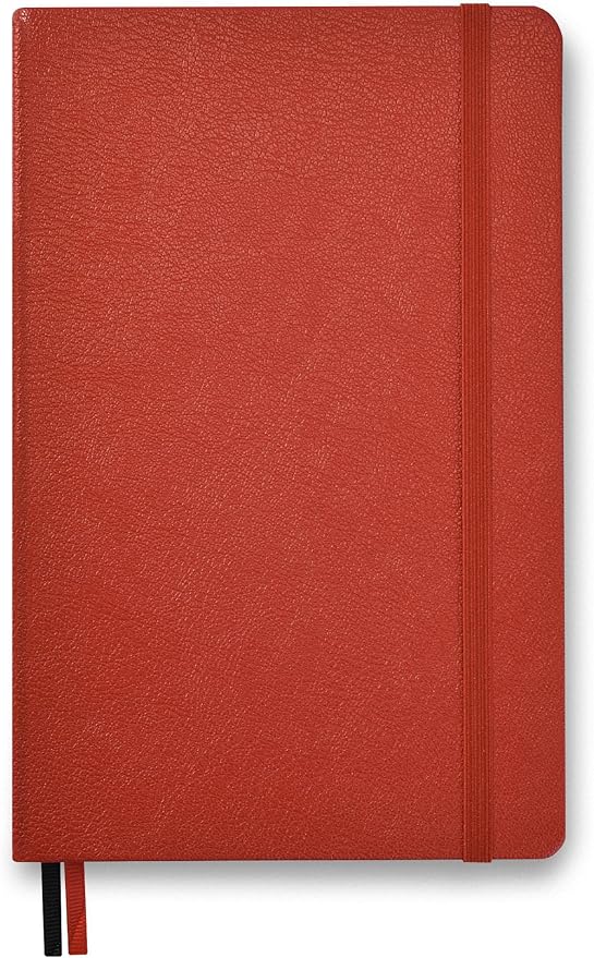 Minimalism Art, Premium Hard Cover Notebook Journal, Classic 5" x 8.3", 122 Numbered Pages, Gusseted Pocket, Ribbon Bookmark, Extra Thick Ink-Proof Paper 120gsm, San Francisco (Ruled, Red)