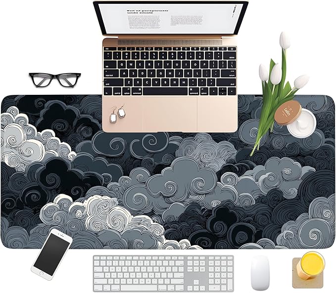 Clouds Extended Gaming Mouse Pad 35.4 x 15.7 Inch – Elegant Desk Mat for Gaming, Office, and Study with Non-Slip Rubber Base