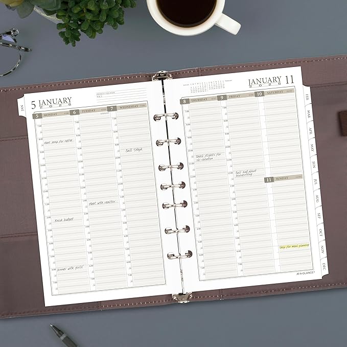 AT-A-GLANCE 2026 Planner Refill, Weekly & Monthly, 5.5" x 8.5", Desk Size 4, Column Style, Loose-Leaf (481-485-26)
