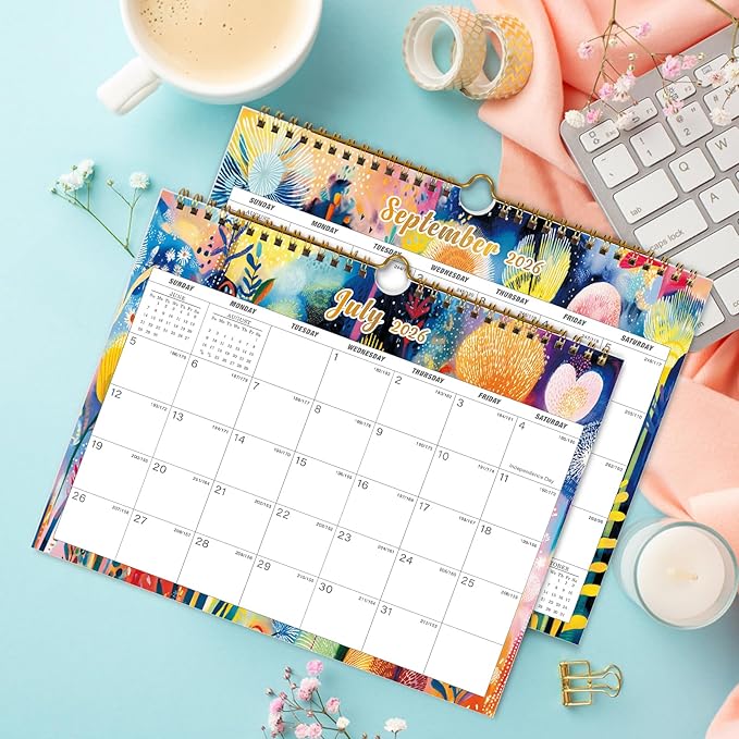 Calendar 2026 - 18 Monthly Wall Calendar, January 2026 - June 2027, 8.5" x 11", Calendar 2026 - 2027 with Twin-Wire Binding, Hanging Hook, Blocks and Julian Dates (Botanical Whimsy Wall Calendar)