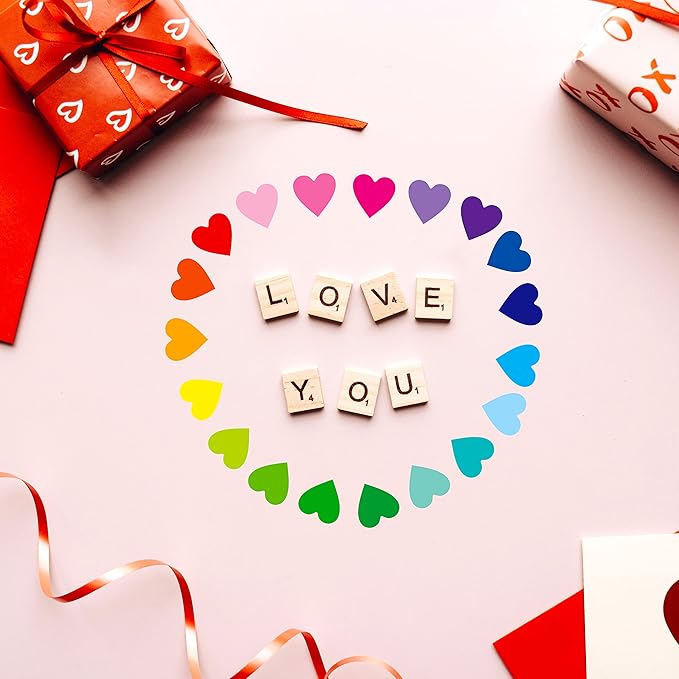 1810 PCS Heart-Shaped Stickers, 19 Designs Self-Adhesive Love Decorative Labels in Gradient Color, Use for Valentine's Day, Holiday, Gifts, Wedding, Anniversary, Award Charts (0.5" Each, 10 Sheets)
