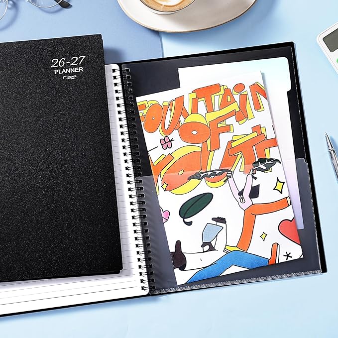 Planner 2026-2027- 2026-2027 Planner Weekly and Monthly, Academic Planner 2026-2027, JUL. 2026 - JUN. 2027, 9" x 11", Weekly Monthly Planner with Colorful Tabs, Waterproof Cover, Twin-wire Binding, Back Pocket - Black