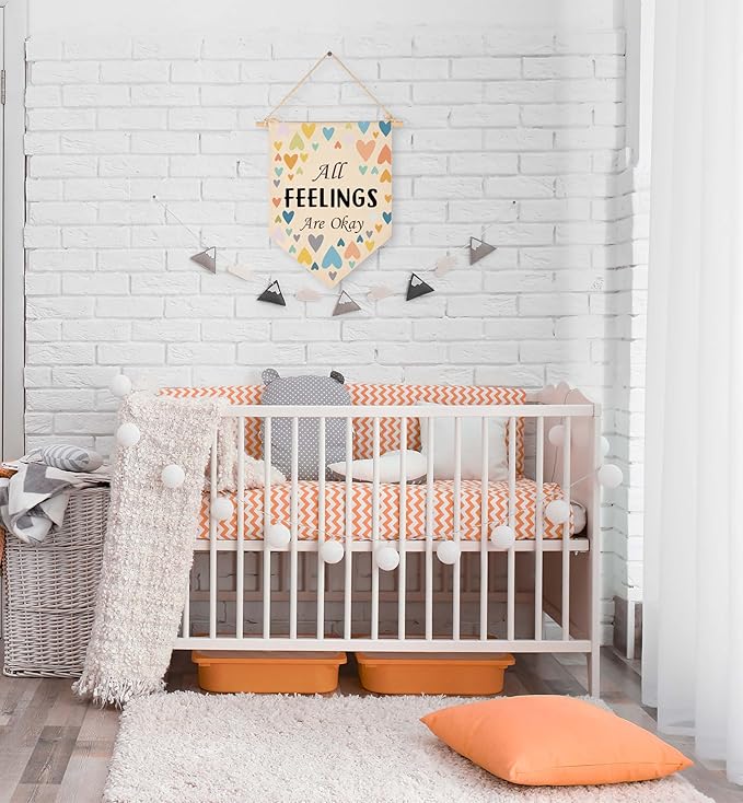 Canvas Banner Flag Sign Pennant Poster Wall Decor Gift for Nursery Classroom Kindergarten Preschool Education Baby Room Reading Room Playroom Teacher Office Kids Girl Boy-Christmas Gift-All Feelings