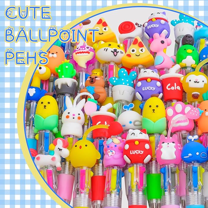 120Pcs Mini Multicolor Pens in One 4-in-1 Cute Pens Bulk, Ballpoint Pen for Birthdays and Parties, Fun Gifts Assorted Ink Kawaii Pen