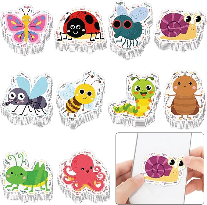 Crtiin 80 Pcs Anxiety Sensory Stickers with Inspirational Quotes Calm Textured Relief Mental Health Stickers Office Adhesive Sensory Tape Anti Stress for Adults(Retro)