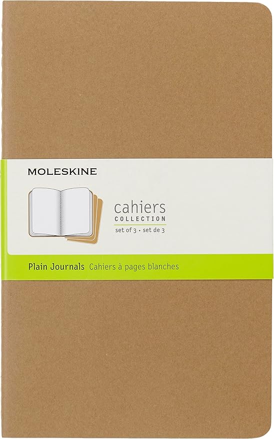 Moleskine Cahier Journal, Soft Cover, Large (5" x 8.25") Ruled/Lined, Black, 80 Pages (Set of 3)