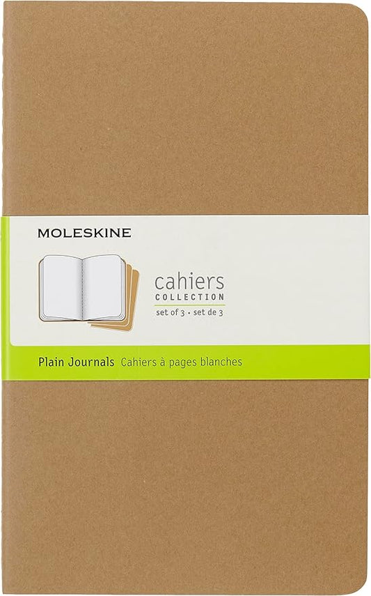Moleskine Cahier Journal, Soft Cover, Large (5" x 8.25") Ruled/Lined, Black, 80 Pages (Set of 3)