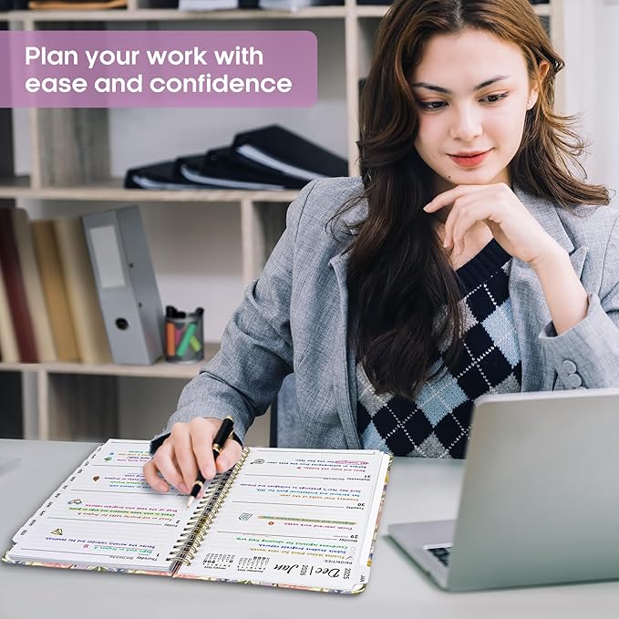 2026 Planner, Weekly and Monthly Calendar Planner Book, January 2026 - December 2026, Hardcover Spiral Planner with Monthly Tabs, Notes Pages, Perfect for Women & Men, A5 (6.4" x 8.5") - FLoral
