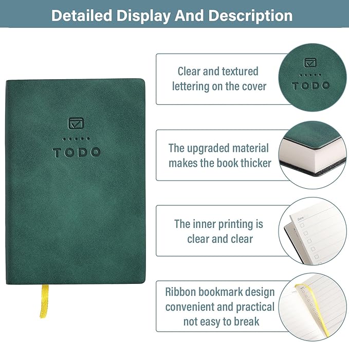 Tiita to Do List Notebook 98 Pages Daily to Do List Notepad for Work Pocket to Do List Undated Daily Planner 4.2"x 2.8" Small Checklist Notebook Green