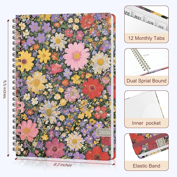 2026 Planner, Weekly and Monthly Calendar Planner Organizer, January-December, Academic Planning Agenda Book, Office School Home Suppiles for Women & Men, 6.3" × 8.5"