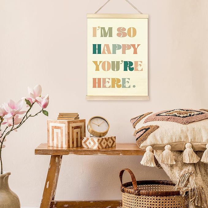 TAEDIN Boho Classroom Wall Art Poster Hanger Frame - Colorful Nursery Wall Art with Wood Frames, Inspirational Wall Hanging Decor for Baby Kids Room School Home Bedroom, 12x16 Inches