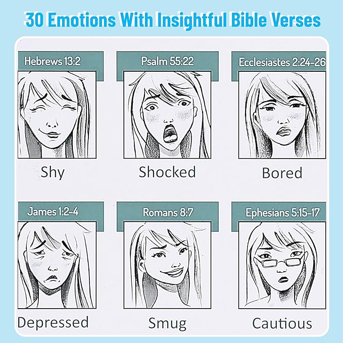 Mr. Pen EmoVerse Magnet Feeling Chart with Bible Verse Guide, 14.5"x11.4", Emotions Chart for Kids and Adults, 30 Different Feelings