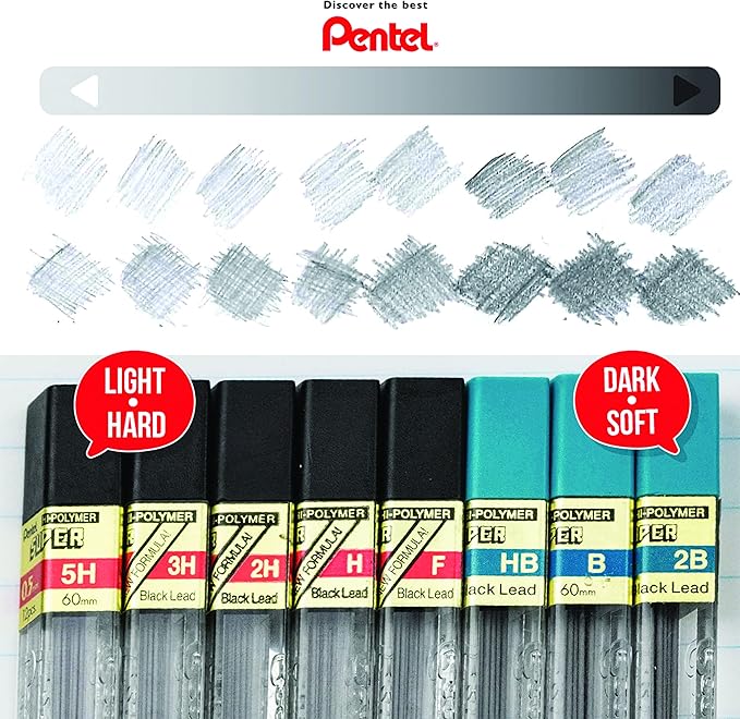 Pentel Super Hi-Polymer Refill, 0.5mm, Fine, F, 144 Pieces of Lead (C505-F)