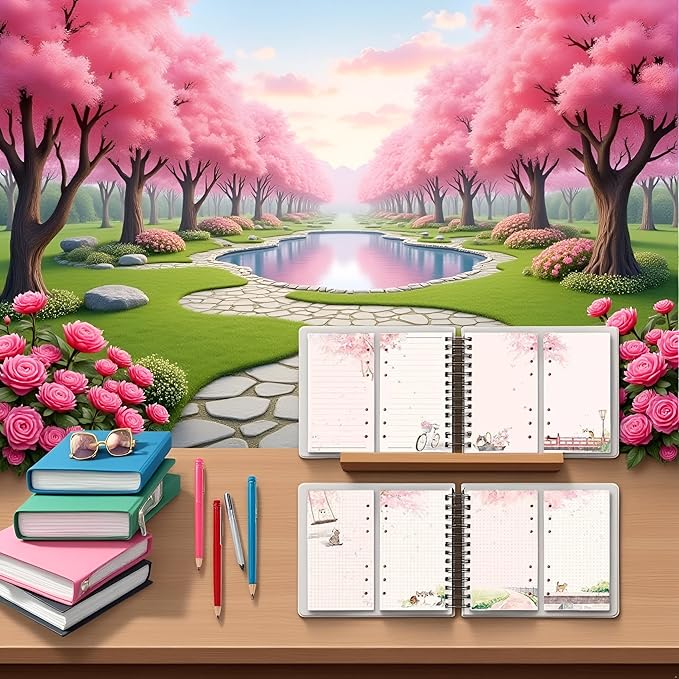 A6 Pink Refill Paper,80 Sheets Loose Leaf Inserts Paper Notebook Binder Line Pages,6 Hole Refill Notebook Blank for 6 Ring Refillable Binder Planner Journal