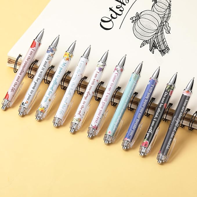 Mr. Pen- Christian Pen Set, 50 Pack, Black Ink, Opulent Blooms, Bible Verse Pens Ballpoint Bulk