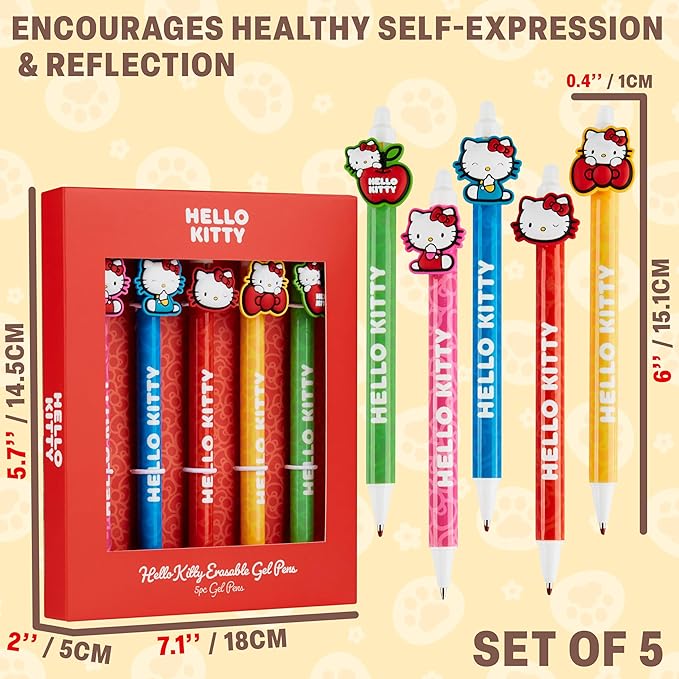 Get Trend Hello Kitty 5pcs Erasable Gel Ink Pens Cute Writing Pens for Kids Fun Stationery Set Kawaii Journaling Supplies Gift Set Cool Pen Gifts for Kids (Hello Kitty)