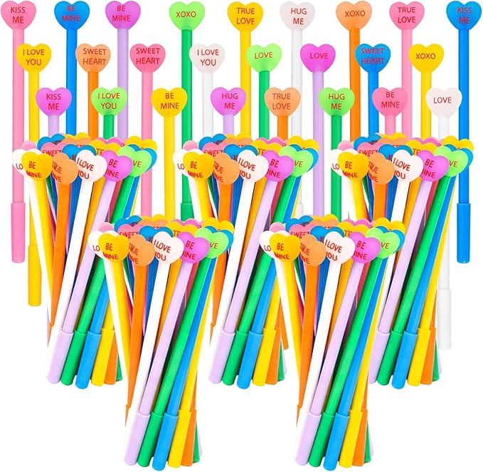 LiYiQ 100 Pcs Valentine's Day Conversation Gel Ink Pen Fun Pens Bulk Kawaii Be Mine Kiss Me Love Conversation Cute Pens for Office Home Student Present
