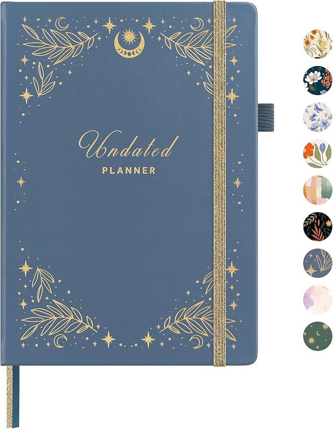 And Per Se Undated Planner – A5 Weekly & Monthly Goal Planner for 72 Weeks (1.5 Years) – Hardcover with Monthly Tab Stickers, Back Pocket & Habit Tracking (Stardust Blue)