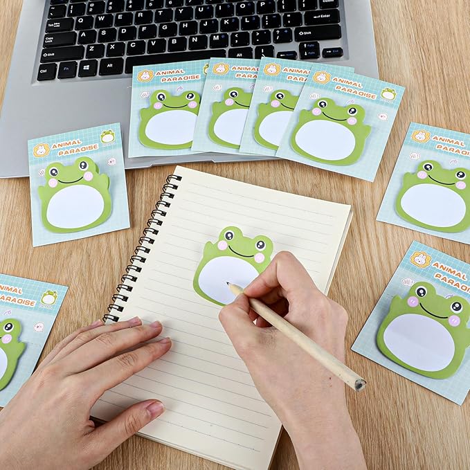 160Pcs Frog Sticky Notes Sets - Animal Shaped Kawaii Sticky Notes, Repositionable Frog Accessories for Office School Creative Gifts