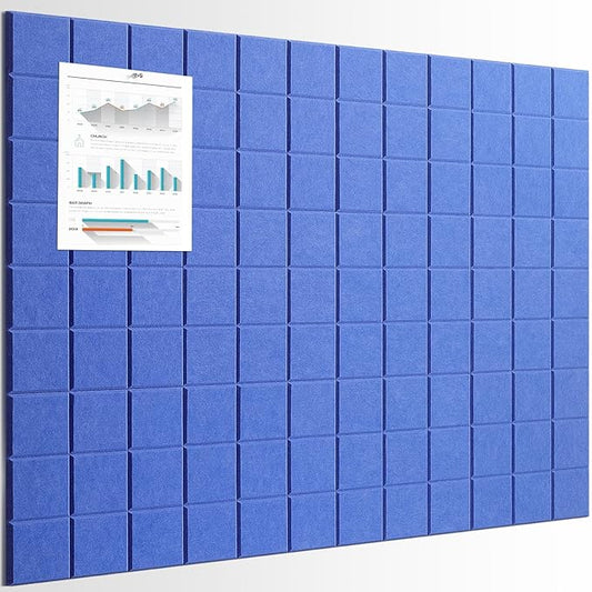 Cork Board for Walls 48" x 36", Bulletin Board for Office Decor, 12 Pack Felt Wall Tiles with Safe Removable Adhesive, Pin Tack Corkboard for Quilting Design & Dart Wall Protector - Sky Blue