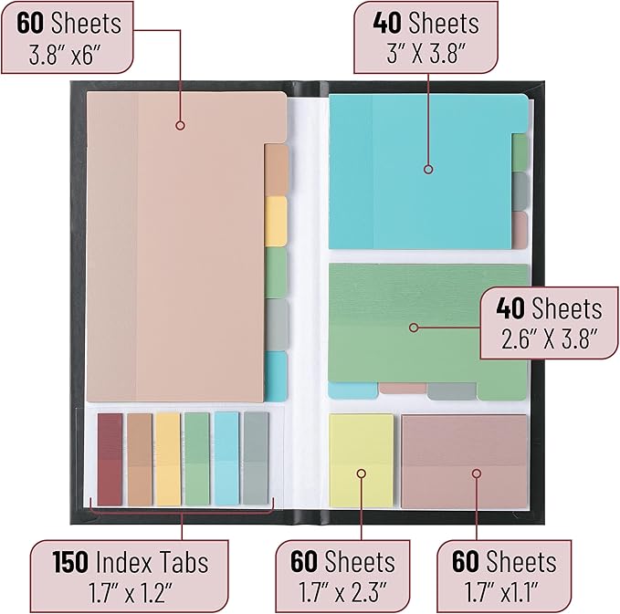 Mr. Pen- Transparent Sticky Note Set, 410 Pack, Morandi Colors, Transparent Sticky Notes Tabs