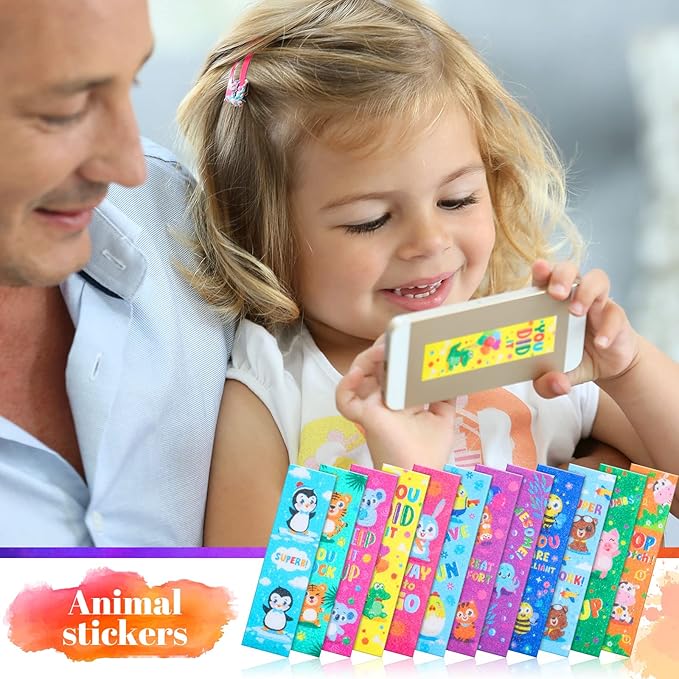36 Pcs Anxiety Sensory Stickers Strips Adhesive Textured Mental Health Calm Stickers Mindfulness Fidget Decals Stress Anxiety Relief Items for Therapy Office Desk(Animal Style)