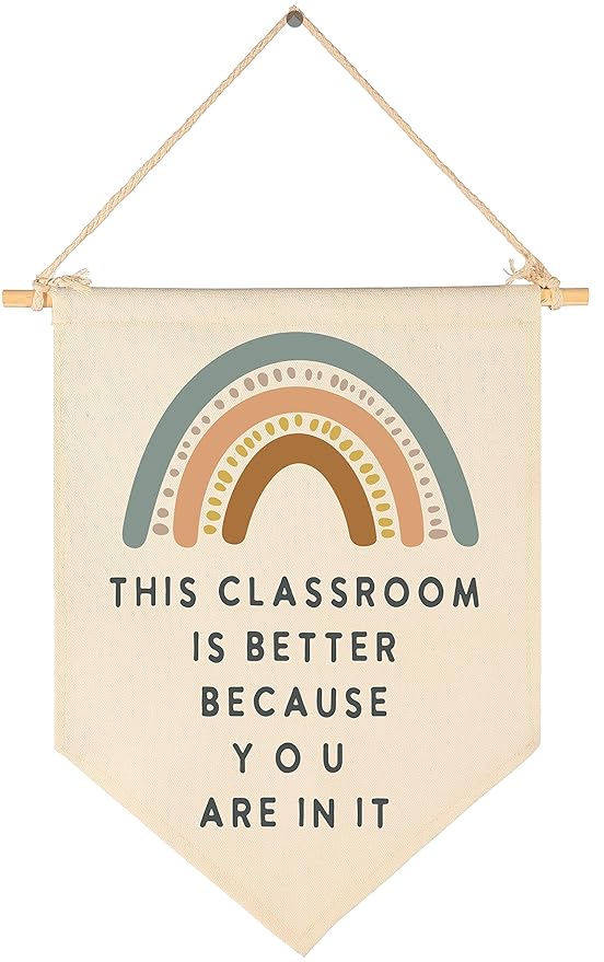 Classroom Wall Decortions-Canvas Hanging Flag Banner Pennant Wall Sign Decor-Birthday Christmas Gift for kids-This Classroom Is Better Because You Are In It