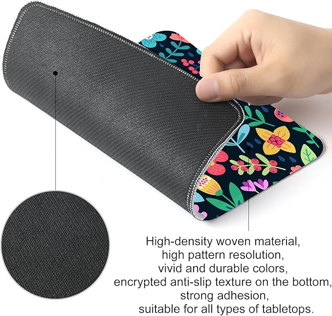 Flower Square Mouse Pad,Non-Slip Rubber Base Mouse Pad,Home Office Decoration Desktop Accessory,Laptop Mouse Pad for Office Laptops,9.4x7.8x0.12inch 9