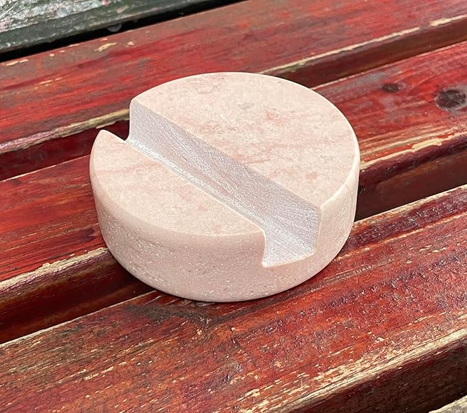fashciaga Marble Cell Phone Stand Holder for Cellphone Tablet On Desk, Countertop, Table, Nightstand. Heavy Solid Real Stone Mobile Phone Stands (Pink)