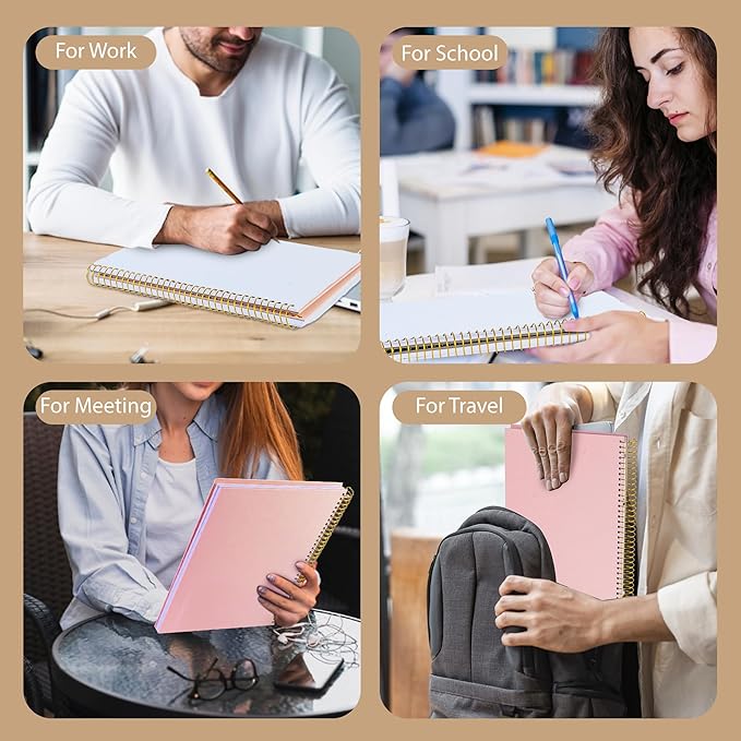 FLYING EAGLE 8.5 x 11 Large Graph Notebook Journal Spiral Graph Grid Notebook 210 Pages Hardcover Notebook Engineering Paper Notebook Graphing Notebook for Men Women, Pink