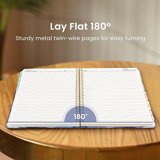 Large Spiral Lined Notebooks for Work with Removable Dividers & Tabs, 8.5"x11" Pretty Hardcover 5 Subject Notebook Journal for Women, College Ruled, Perfect for Study & Office Organization, 280 Pages,Distant Peaks