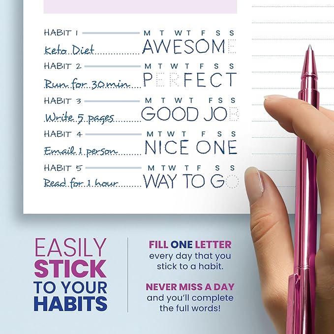 Weekly Planner Spiral Bound Notebook A5 - Undated Planner - To Do List Notebook - Habit Tracker - 52 Weeks - Daily Planner Undated for Home Work Office Business - Cute Goal Planner (Purple)