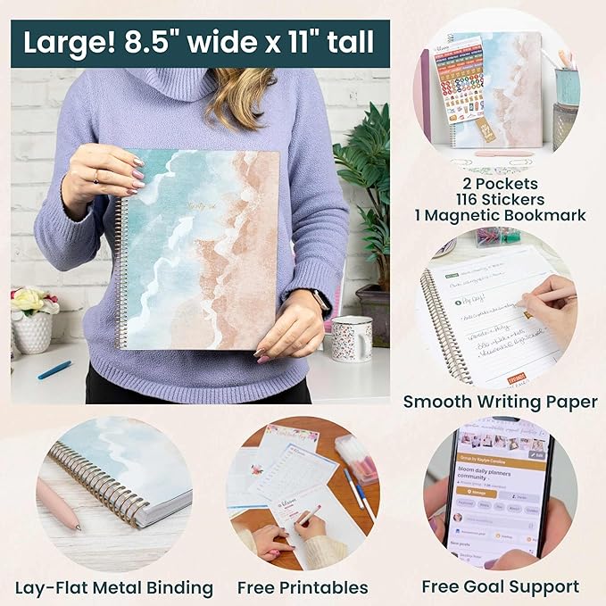 bloom daily planners 2026 Planner (January to December) - 8.5” x 11” Weekly & Monthly Dated Agenda Organizer Book with Stickers & Tabs - Flexible Soft Cover - Ocean Oasis