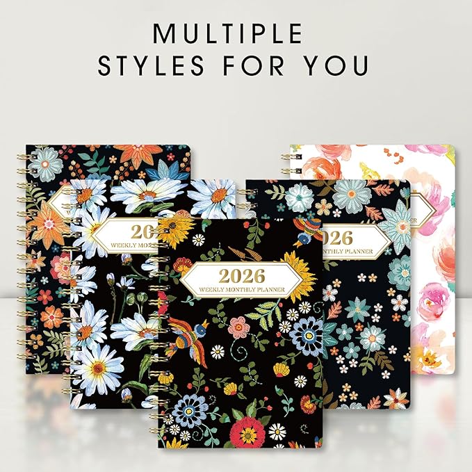 Ymumuda 2026 Planner, Daily Weekly and Monthly Planner，Jan 2026 - Dec 2026, 8.4" x 6.3", 2026 Calendar Planner Book with Tabs, Spiral Notebook with Inner Pocket for Office Home School Supplies
