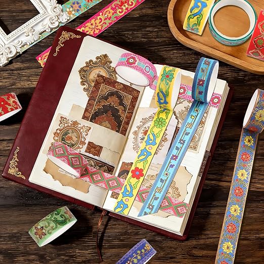20 Rolls Gold Foil Floral Washi Tape Set Vintage Chinoiserie Decorative Tape Exotic Arts Masking Tapes for DIY Crafts Scrapbooking Bullet Journaling Planner Gift Wrapping
