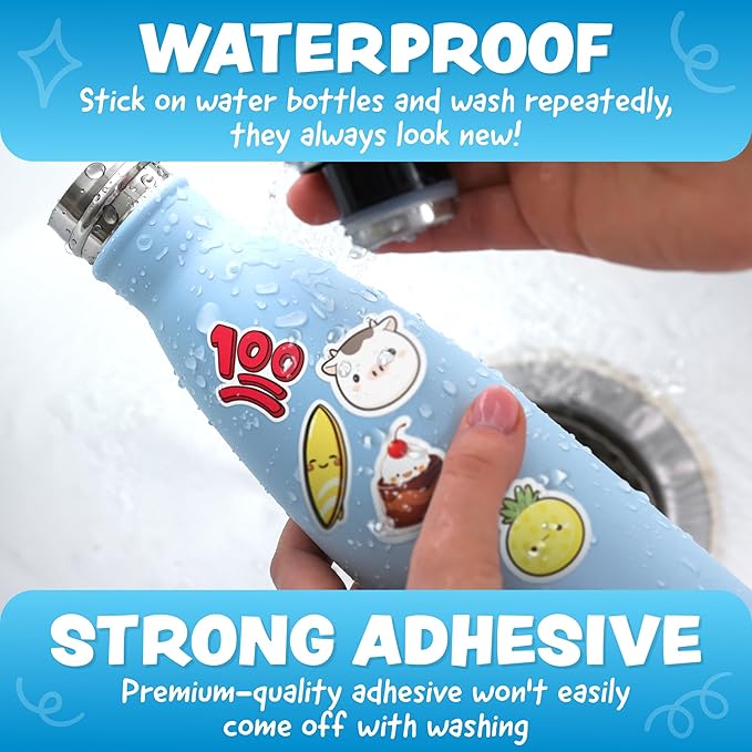 Cute Stickers for Kids - Kawaii Water Bottle Stickers for Teens - 324pc Sticker Pack - Waterproof Vinyl Stickers for Water Bottles, Scrapbook, Laptops - Valentine Stickers for Kids Classroom, Gifts