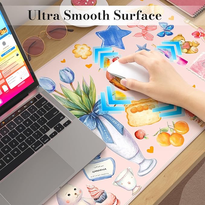 iCasso Extra Large Mouse Pad, Desk Pad Mat,Office Matt for Desktop Protector, Anti-Slip XXL Big Mousepad with Stitched Edges for Laptop Computer Keyboard (Pink)
