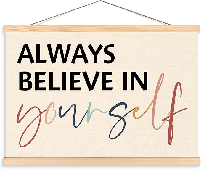 ROXMART Boho Mental Health Poster Hanger Frame, Inspirational Motivational Wall Decor, Always Believe in Yourself Positive Wall Art Prints Decor for Therapy Office Classroom, 12x16 Inch