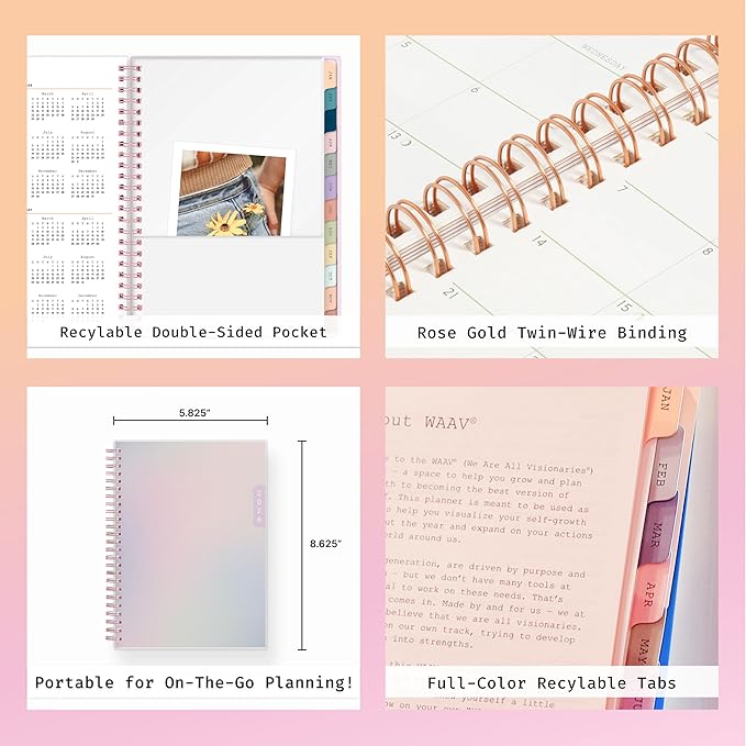 Blue Sky WAAV 2026 Weekly and Monthly Planner Calendar, January 2026 - December 2026, 5.875" x 8.625", Flexible Cover, Durable Twin Wire Binding, Storage Pocket, Includes 20 Notes Sheets, Gloria