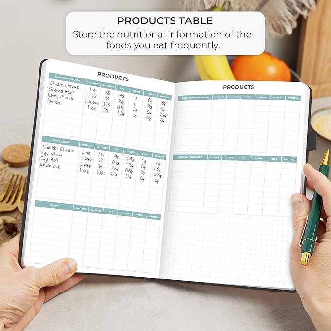 Clever Fox Food Journal - Daily Food Diary, Meal Planner to Track Calories & Nutrients, Weight Tracker Notebook, A5 (Black)