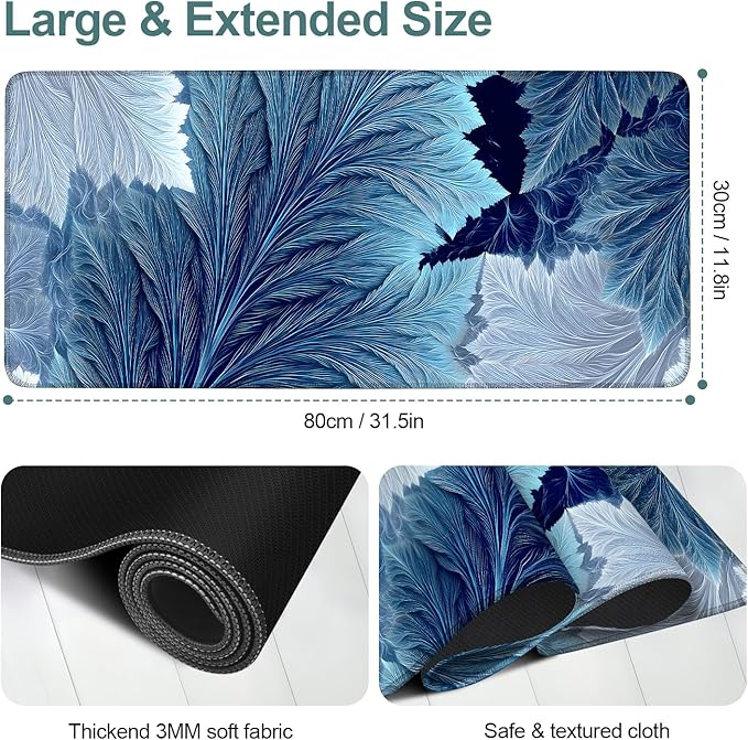 Leaves Extended Gaming Mouse Pad 31.5x11.8inches Large Desk Mat Anti-Slip Rubber Base & Durable Stitched Edges for Gamers Smooth Mouse Writing Surface for Desk Office/Home