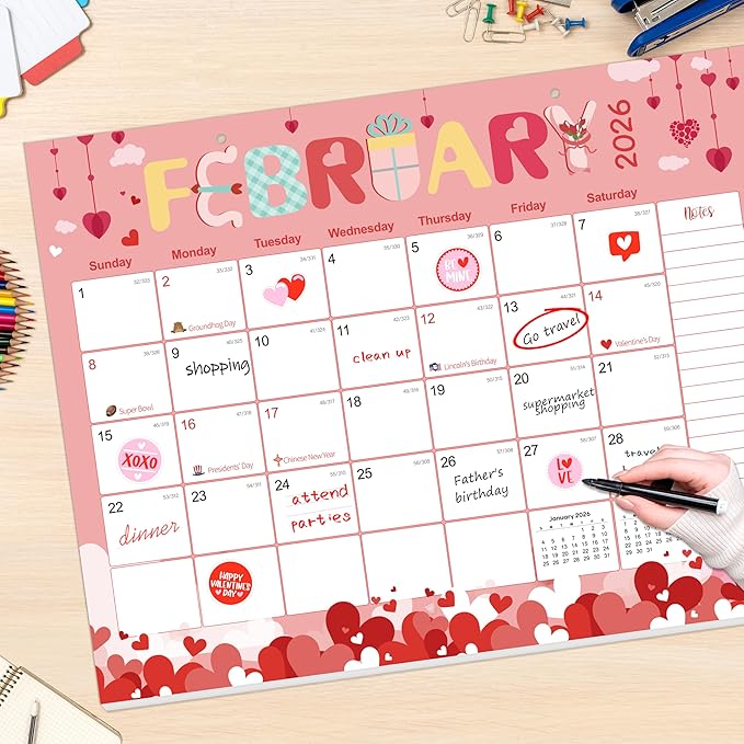 GuassLee Desk Calendar 2026-2028,36 Months 22" x 17" Large Calendar from January. 2026 to December. 2028,Desktop/Wall Monthly Planner with Julian Date and Thick Paper for Office Home School