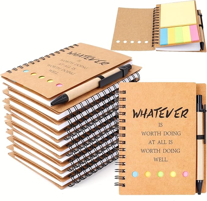 ERUW 40 Pcs Employee Appreciation Gifts Bulk - 20 Sets Inspirational Spiral Notebook Office/Students Team Journal Thank You Gifts Lined Pocket Notepad,Note Books for Nurse Teacher Coworker Volunteer