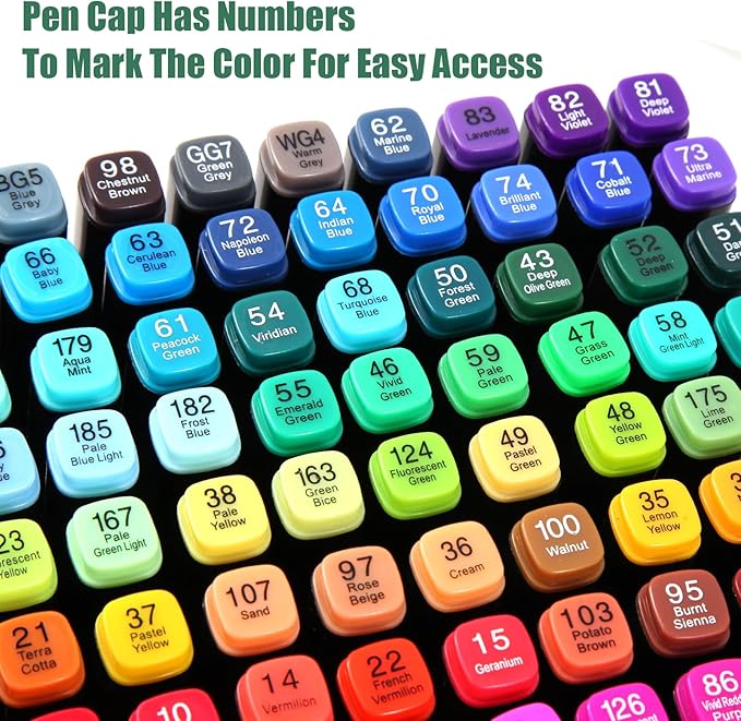 120 Colors Alcohol Art Markers Set, Dual Tips Blender for Drawing, Sketching, Coloring, Underlining, Professional Permanent Sketch Markers for Kids and Adults