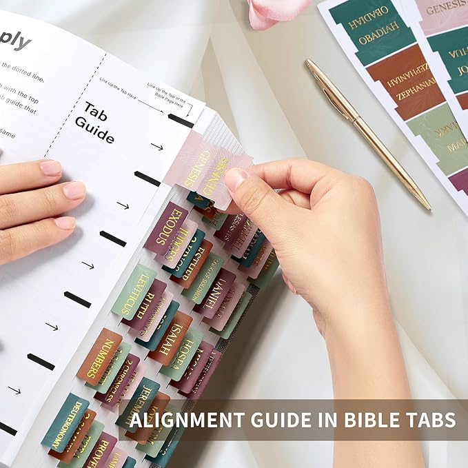 Bible Tabs for Women & Men, Laminated Bible Tabs for Study Bible, Large Print Neutral Bible Tabs for Easy Navigation, Bible Index Tabs, 66 Tabs Old & New Testament, Extra 9 Blank Tabs - Leaves