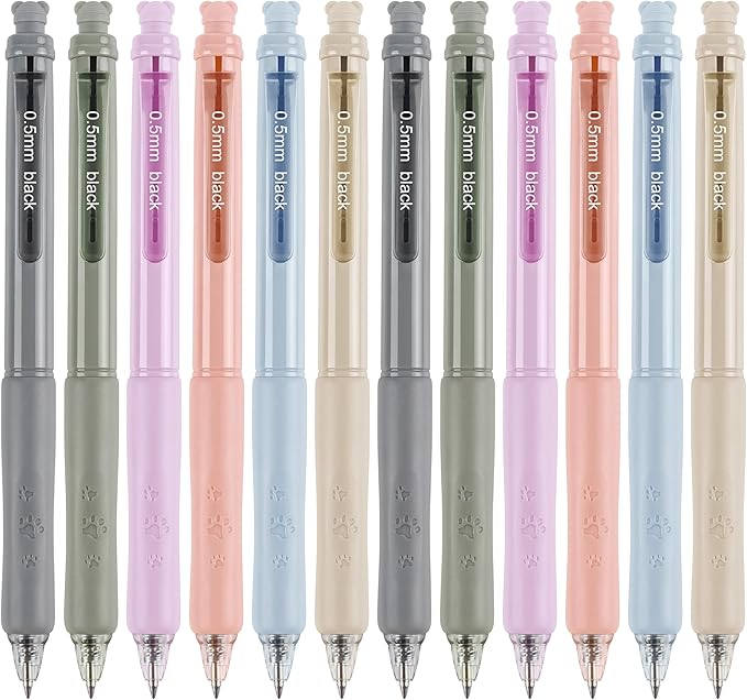 Linbsunne Erasable Pens 0.5mm Gel Ink Pens for School Office Fine Point Pens Smooth Writing Work Pen with Erasers (12-count,Black Ink)