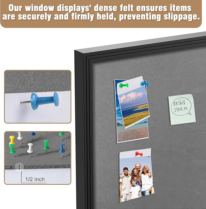 Mifuro 48"x34" Enclosed Bulletin Board, Outdoor Lockable Weather-Resistant Aluminum Cork Noticeboard for School & Office, Black Frame w/Grey Flet