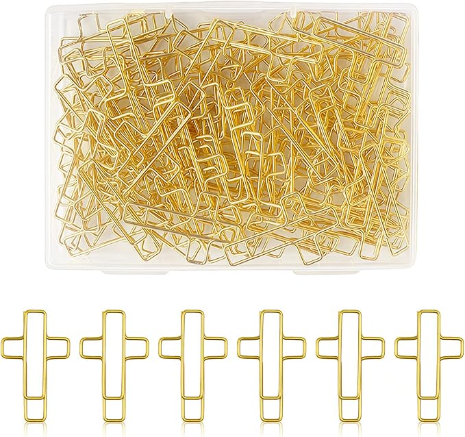 Cross Paper Clips for Bible - 80 PCS Gold Paperclips Versatile Bible Study Supplies for Christian Office School Home Cute Journaling Paper Clip Bookmarks Accessories